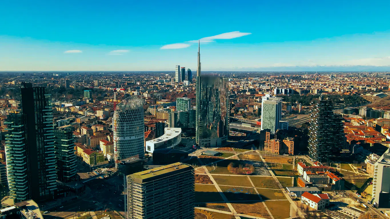 Milan skyline with residential buildings